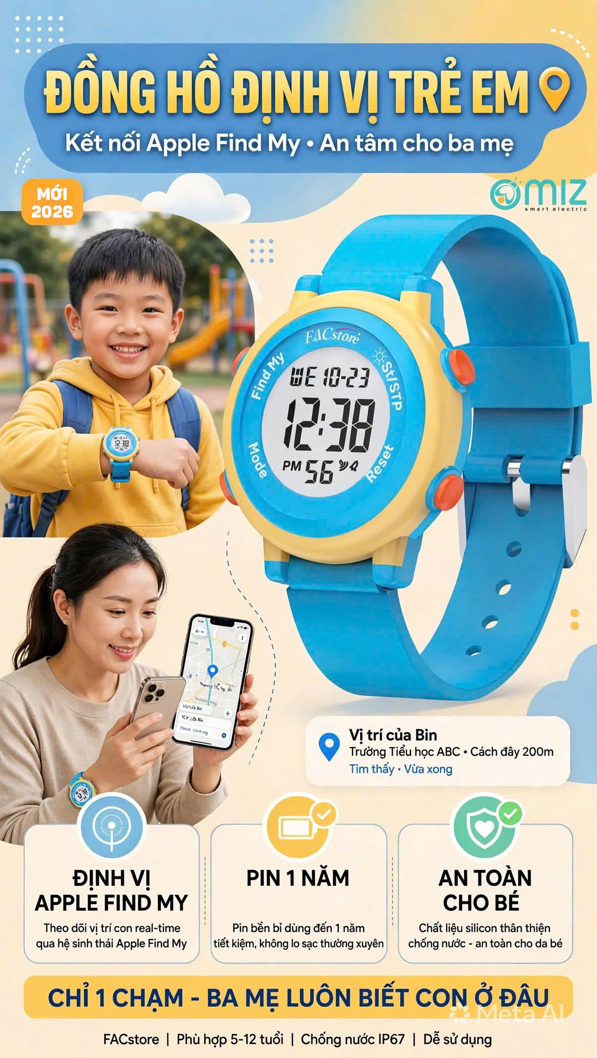 Đồng hồ trẻ em tìm kiếm bằng Find My